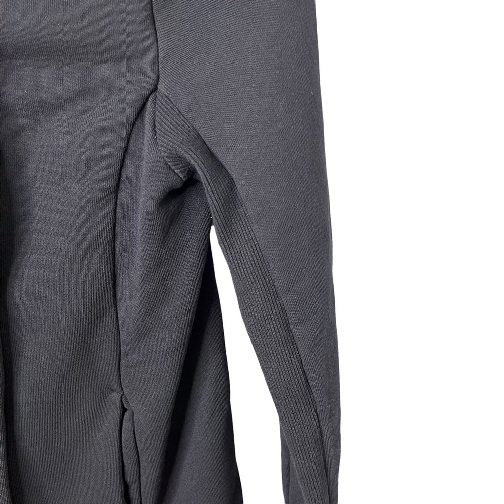 James Perse Hooded Fleece Zip Up Jacket Sweatshirt Black Size 2 Asymmetrical - Picture 3 of 7